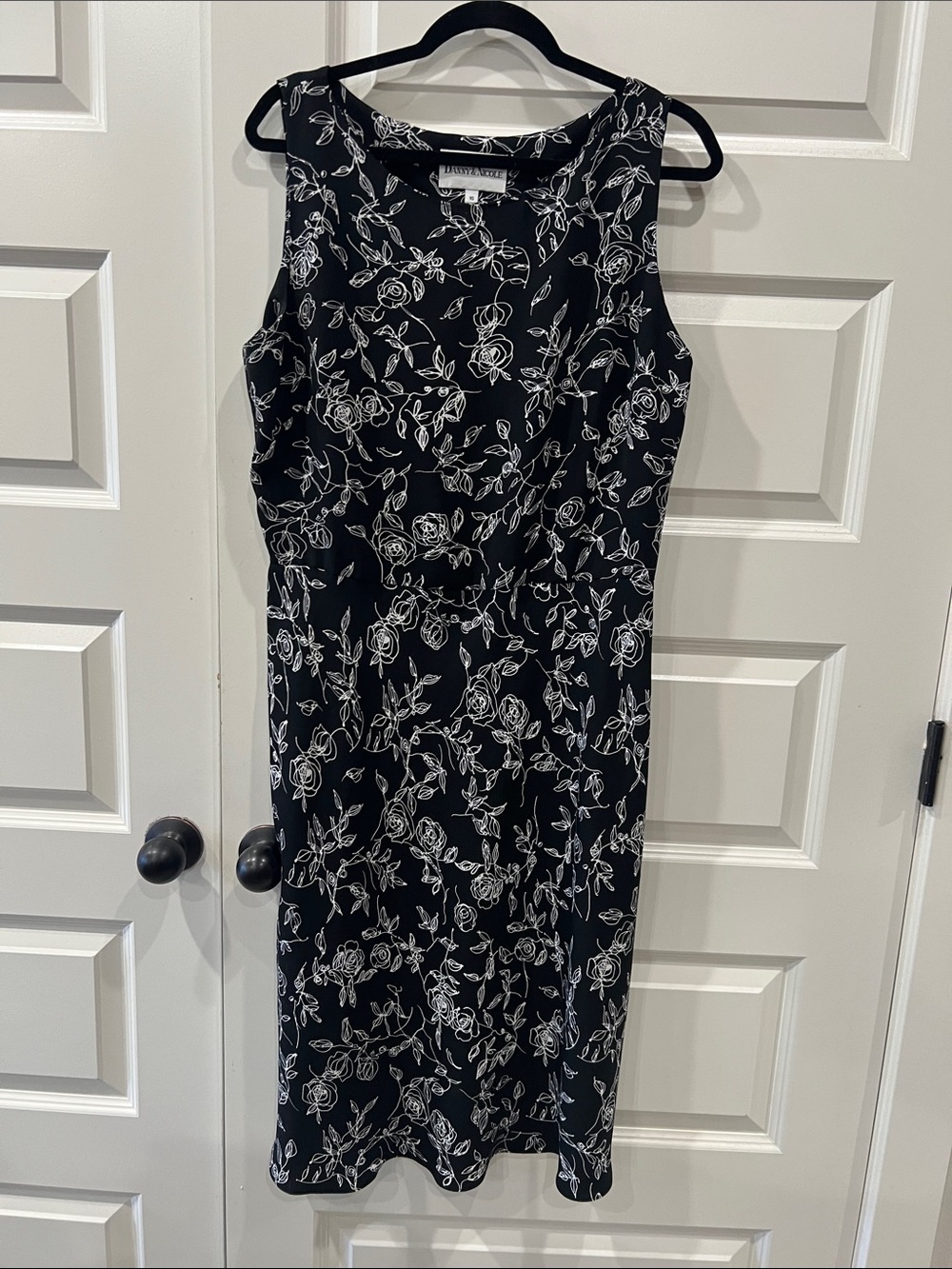 Danny & Nicole Black and White Floral Midi Dress Sz 16